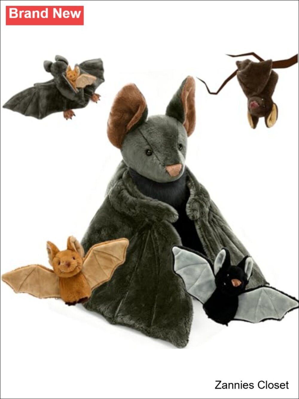 👻 32" Giant Stuffed Bat with 3 Babies Realistic Plush Set